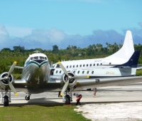Chathams Pacific's DC3 with her sisters Metroliner and Convair 580